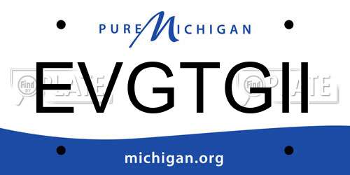 EVGTGII Michigan License Plate