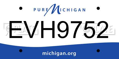 EVH9752 Michigan License Plate