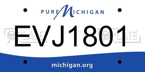 EVJ1801 Michigan License Plate