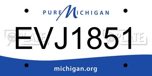 EVJ1851 Michigan License Plate