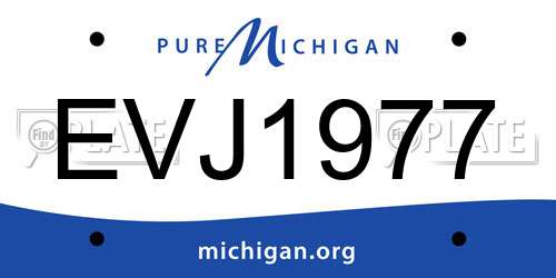 EVJ1977 Michigan License Plate