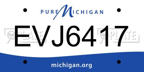 EVJ6417 Michigan License Plate