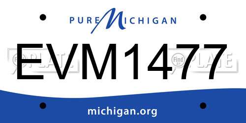 EVM1477 Michigan License Plate