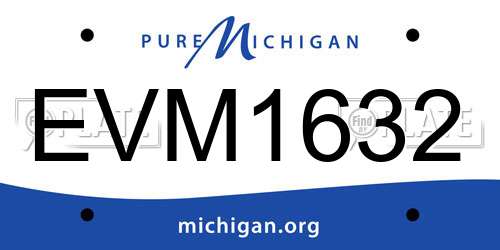 EVM1632 Michigan License Plate
