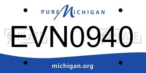 EVN0940 Michigan License Plate