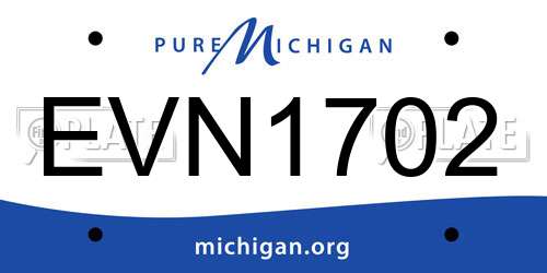 EVN1702 Michigan License Plate