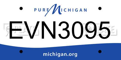 EVN3095 Michigan License Plate