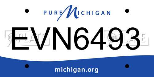 EVN6493 Michigan License Plate