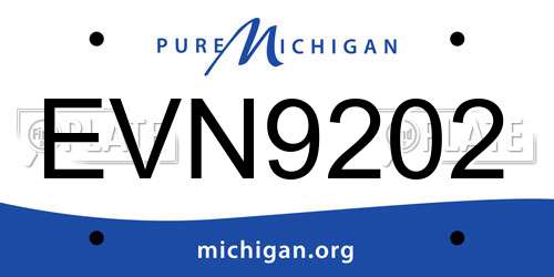 EVN9202 Michigan License Plate