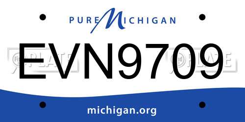 EVN9709 Michigan License Plate