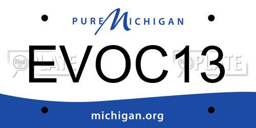 EVOC13 Michigan License Plate