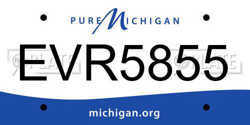 EVR5855 Michigan License Plate