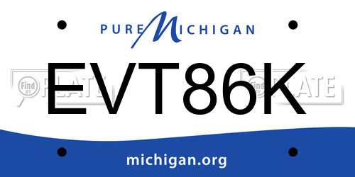EVT86K Michigan License Plate