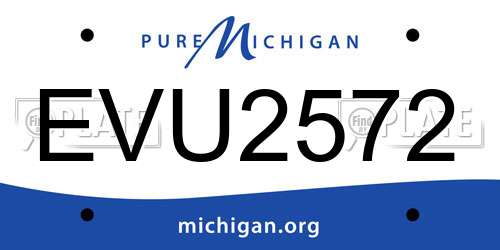 EVU2572 Michigan License Plate