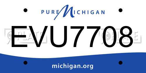 EVU7708 Michigan License Plate