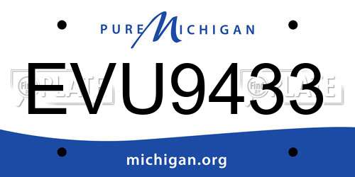 EVU9433 Michigan License Plate