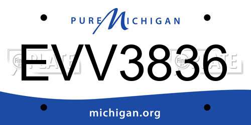 EVV3836 Michigan License Plate
