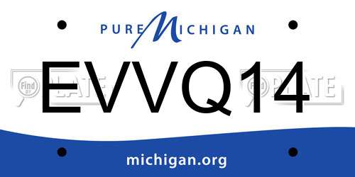 EVVQ14 Michigan License Plate