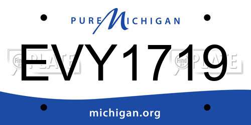 EVY1719 Michigan License Plate