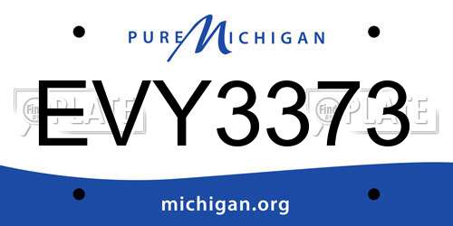 EVY3373 Michigan License Plate