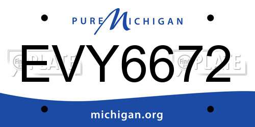EVY6672 Michigan License Plate