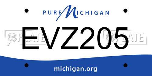 EVZ205 Michigan License Plate