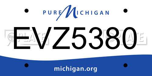 EVZ5380 Michigan License Plate
