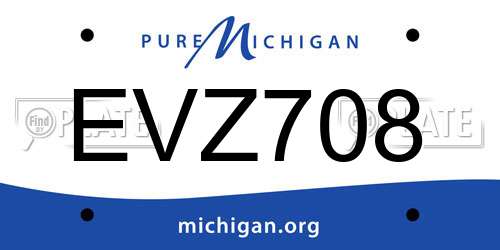 EVZ708 Michigan License Plate