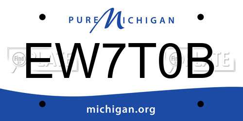 EW7T0B Michigan License Plate
