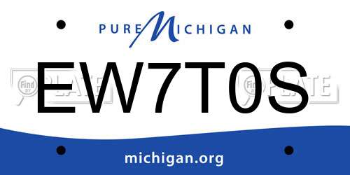 EW7T0S Michigan License Plate