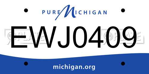 EWJ0409 Michigan License Plate