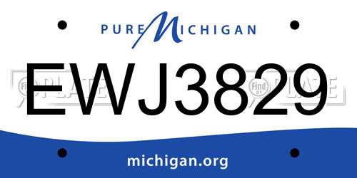 EWJ3829 Michigan License Plate