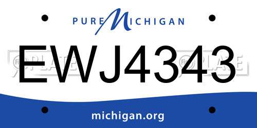 EWJ4343 Michigan License Plate