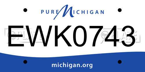 EWK0743 Michigan License Plate