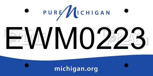 EWM0223 Michigan License Plate