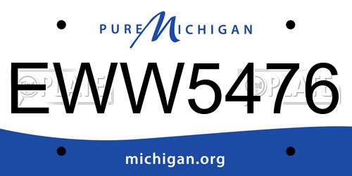 EWW5476 Michigan License Plate