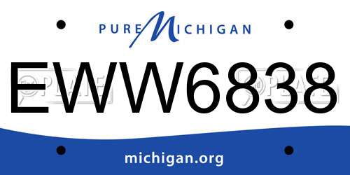 EWW6838 Michigan License Plate