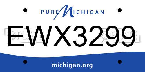 EWX3299 Michigan License Plate