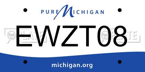 EWZT08 Michigan License Plate