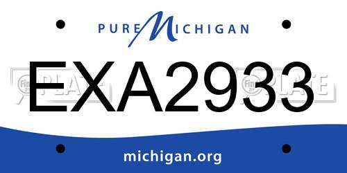 EXA2933 Michigan License Plate
