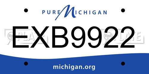 EXB9922 Michigan License Plate