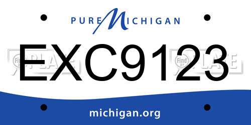 EXC9123 Michigan License Plate