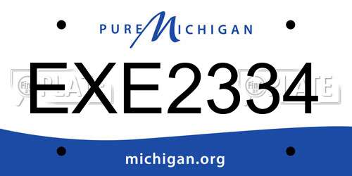 EXE2334 Michigan License Plate