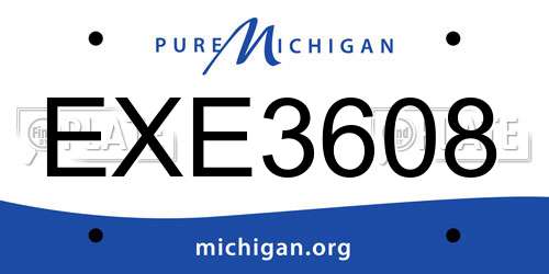 EXE3608 Michigan License Plate
