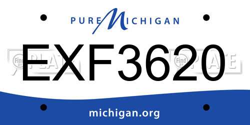 EXF3620 Michigan License Plate