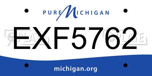 EXF5762 Michigan License Plate