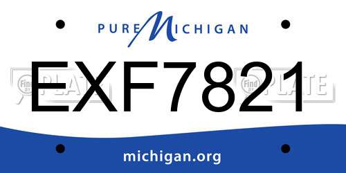 EXF7821 Michigan License Plate