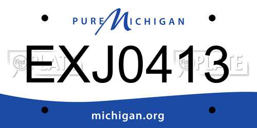 EXJ0413 Michigan License Plate