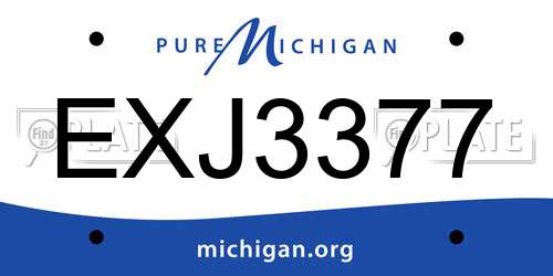 EXJ3377 Michigan License Plate