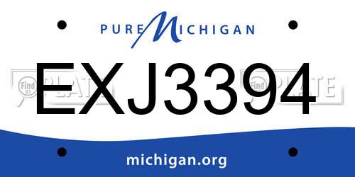 EXJ3394 Michigan License Plate